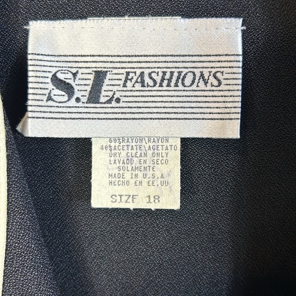 S.L. Fashions Vintage Sailor Maxi Dress Size 18 Black and White Padded Shoulder - Picture 3 of 7